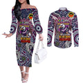 Custom NAIDOC Week 2024 Eagles Couples Matching Off The Shoulder Long Sleeve Dress and Long Sleeve Button Shirt Mascot Rugby