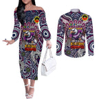 Custom NAIDOC Week 2024 Eagles Couples Matching Off The Shoulder Long Sleeve Dress and Long Sleeve Button Shirt Mascot Rugby