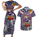 Custom NAIDOC Week 2024 Eagles Couples Matching Short Sleeve Bodycon Dress and Hawaiian Shirt Mascot Rugby