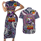 Custom NAIDOC Week 2024 Eagles Couples Matching Short Sleeve Bodycon Dress and Hawaiian Shirt Mascot Rugby