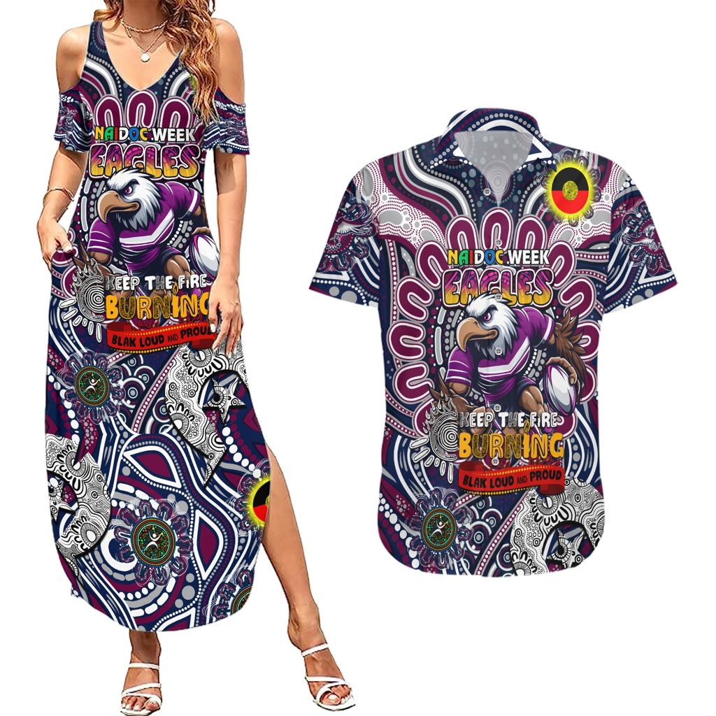 Custom NAIDOC Week 2024 Eagles Couples Matching Summer Maxi Dress and Hawaiian Shirt Mascot Rugby