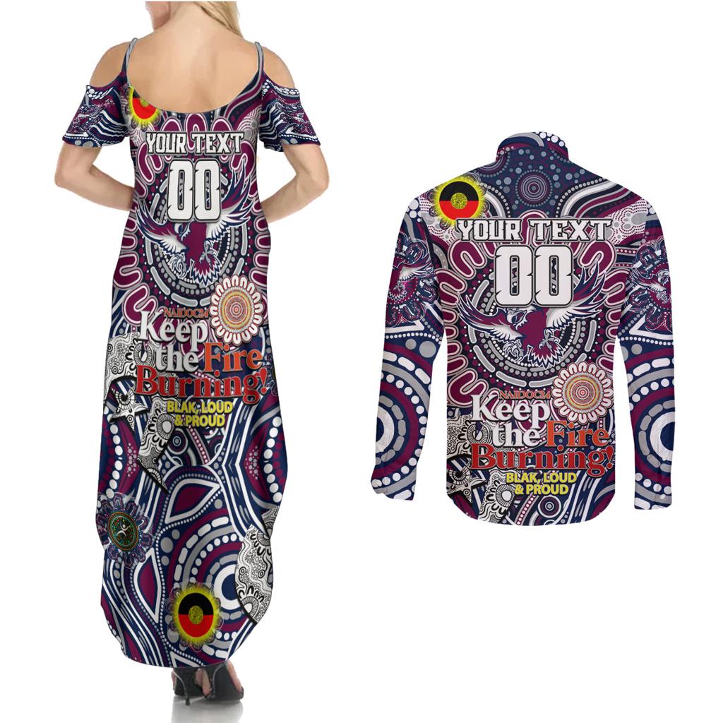 Custom NAIDOC Week 2024 Eagles Couples Matching Summer Maxi Dress and Long Sleeve Button Shirt Mascot Rugby