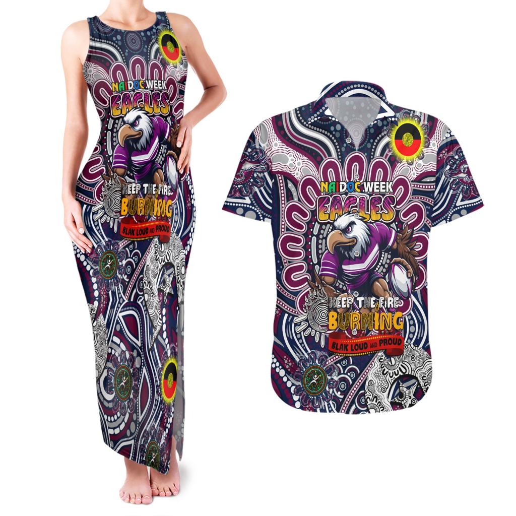 Custom NAIDOC Week 2024 Eagles Couples Matching Tank Maxi Dress and Hawaiian Shirt Mascot Rugby
