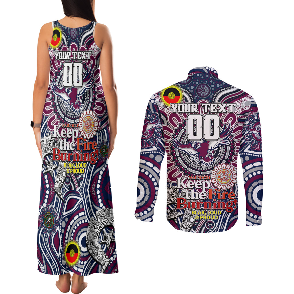 Custom NAIDOC Week 2024 Eagles Couples Matching Tank Maxi Dress and Long Sleeve Button Shirt Mascot Rugby