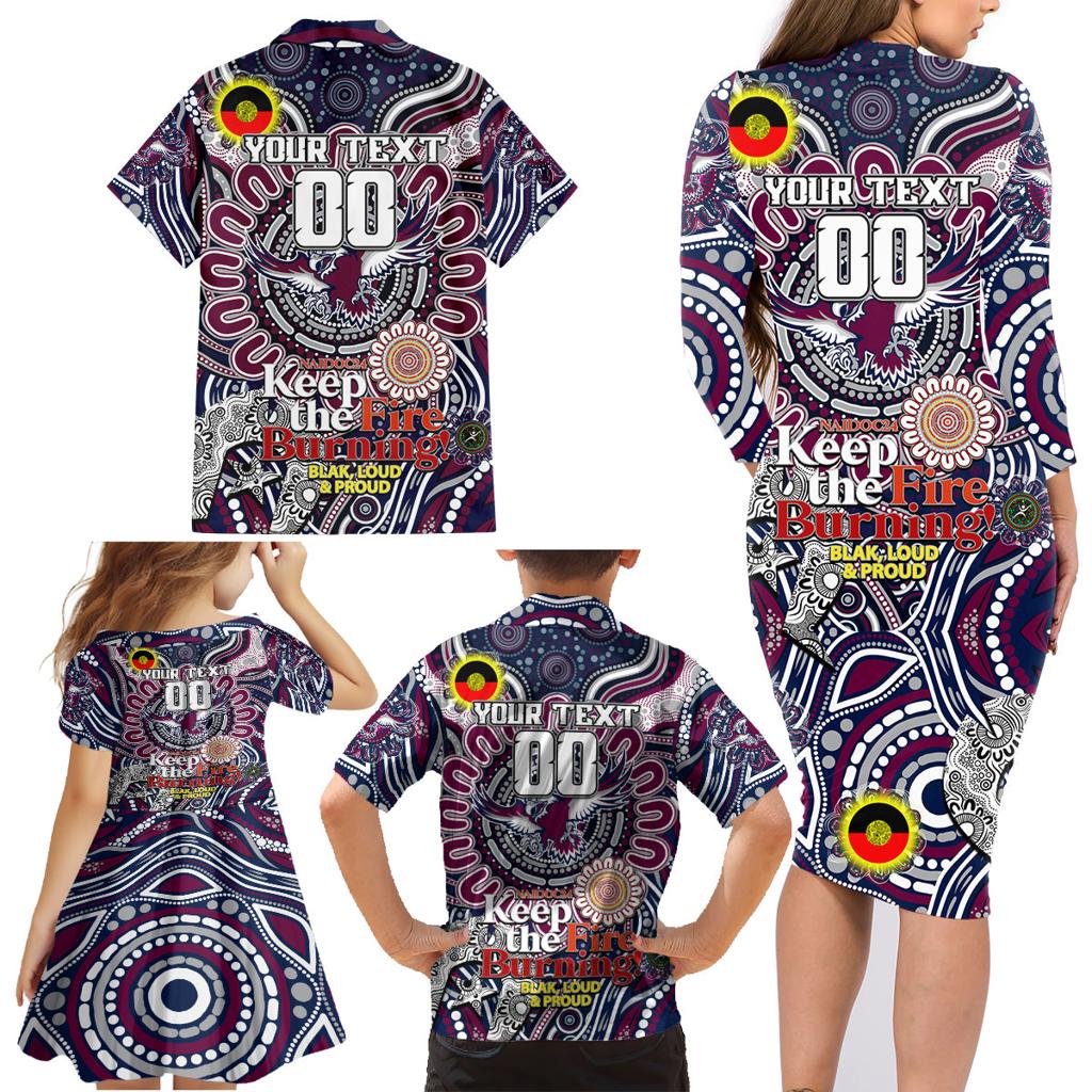 Custom NAIDOC Week 2024 Eagles Family Matching Long Sleeve Bodycon Dress and Hawaiian Shirt Mascot Rugby