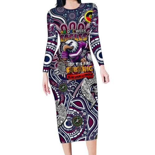 Custom NAIDOC Week 2024 Eagles Family Matching Long Sleeve Bodycon Dress and Hawaiian Shirt Mascot Rugby