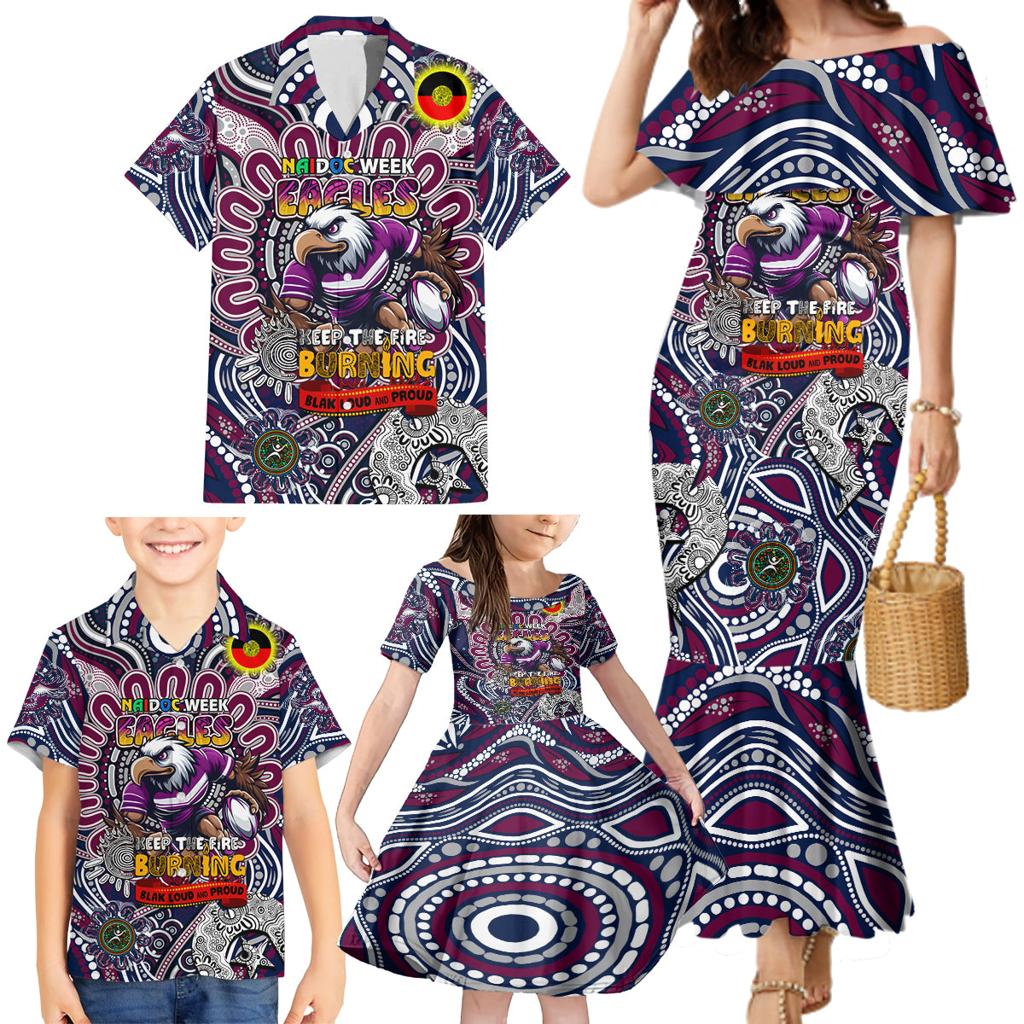 Custom NAIDOC Week 2024 Eagles Family Matching Mermaid Dress and Hawaiian Shirt Mascot Rugby