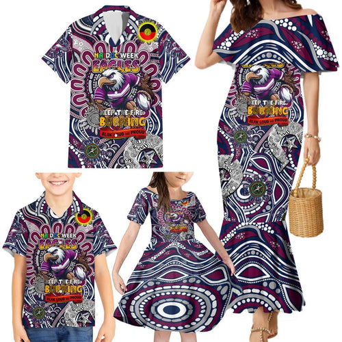 Custom NAIDOC Week 2024 Eagles Family Matching Mermaid Dress and Hawaiian Shirt Mascot Rugby