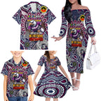Custom NAIDOC Week 2024 Eagles Family Matching Off The Shoulder Long Sleeve Dress and Hawaiian Shirt Mascot Rugby