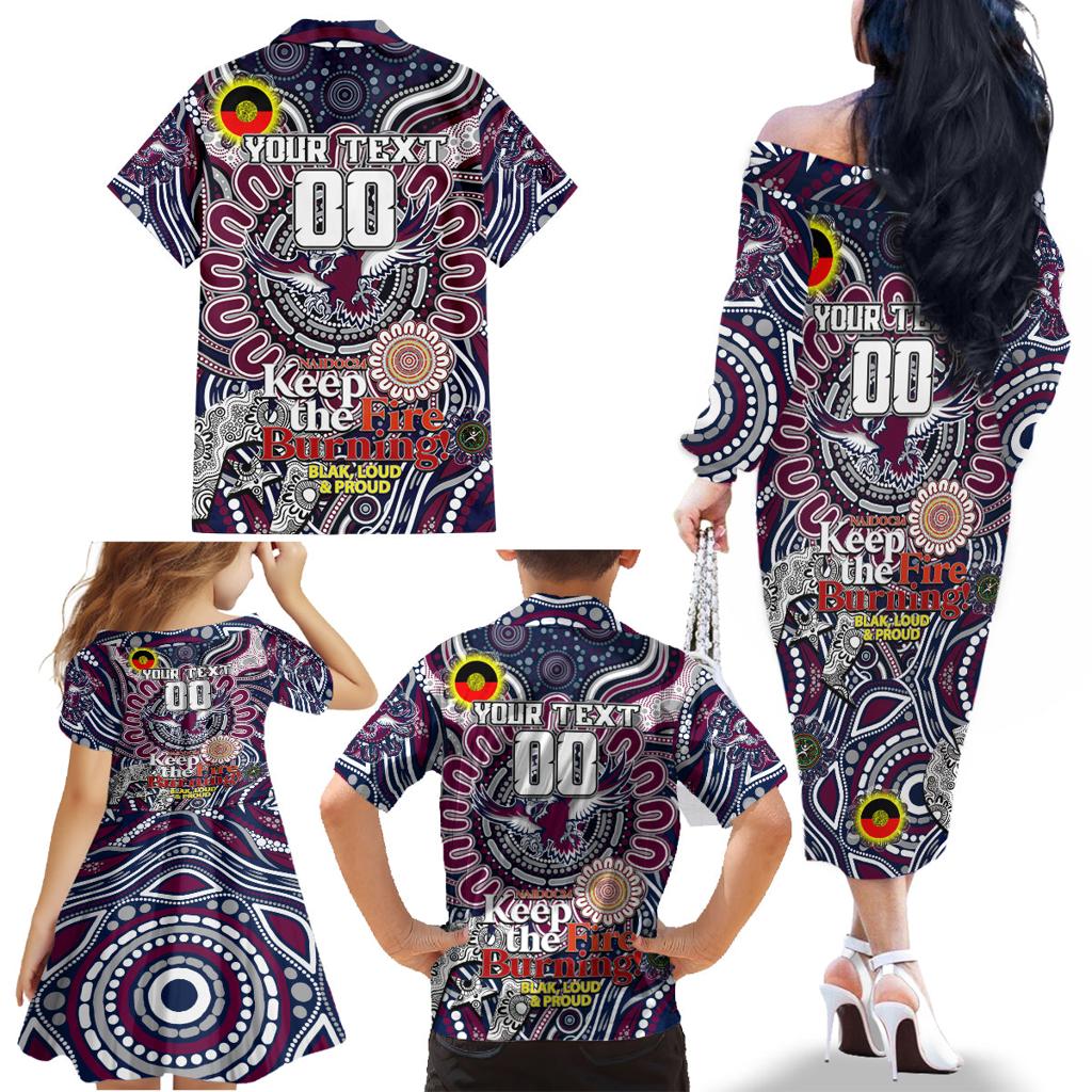 Custom NAIDOC Week 2024 Eagles Family Matching Off The Shoulder Long Sleeve Dress and Hawaiian Shirt Mascot Rugby