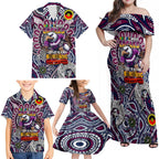 Custom NAIDOC Week 2024 Eagles Family Matching Off Shoulder Maxi Dress and Hawaiian Shirt Mascot Rugby