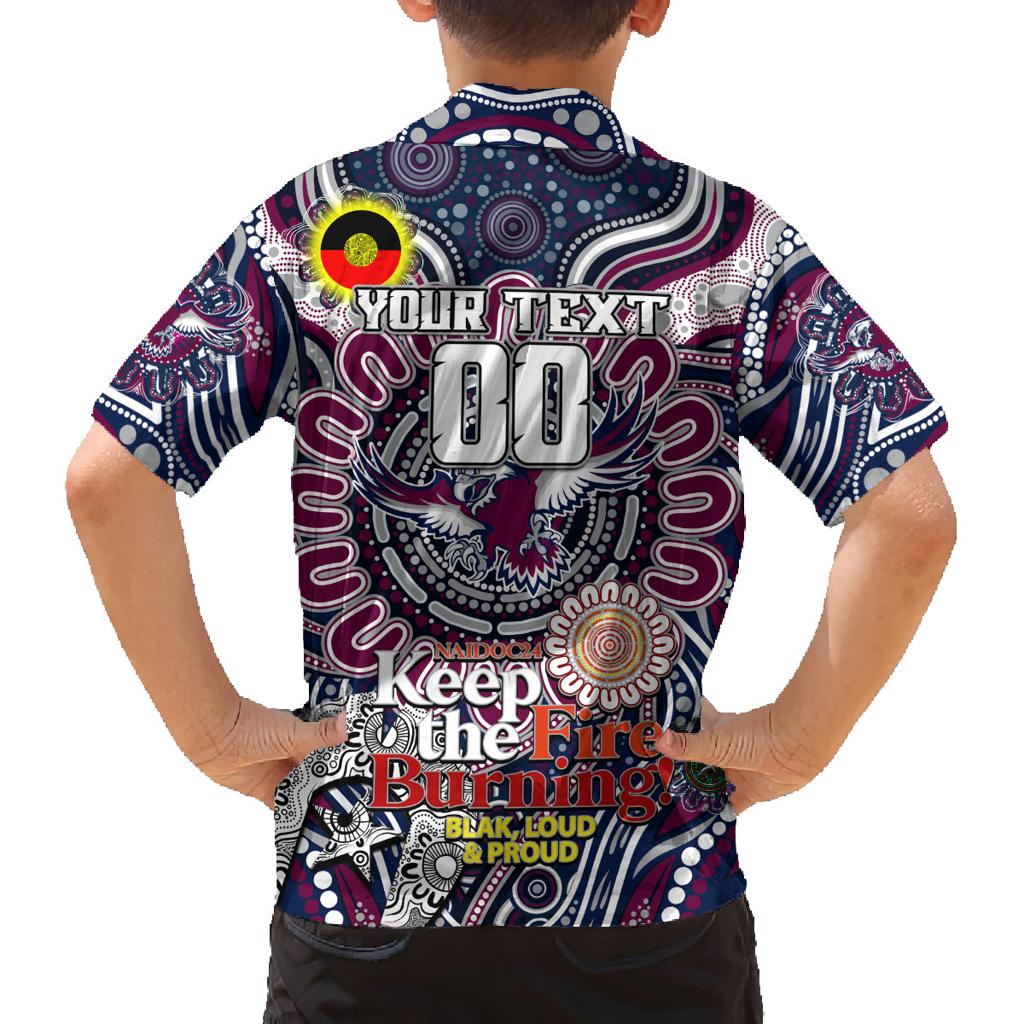 Custom NAIDOC Week 2024 Eagles Family Matching Off Shoulder Maxi Dress and Hawaiian Shirt Mascot Rugby