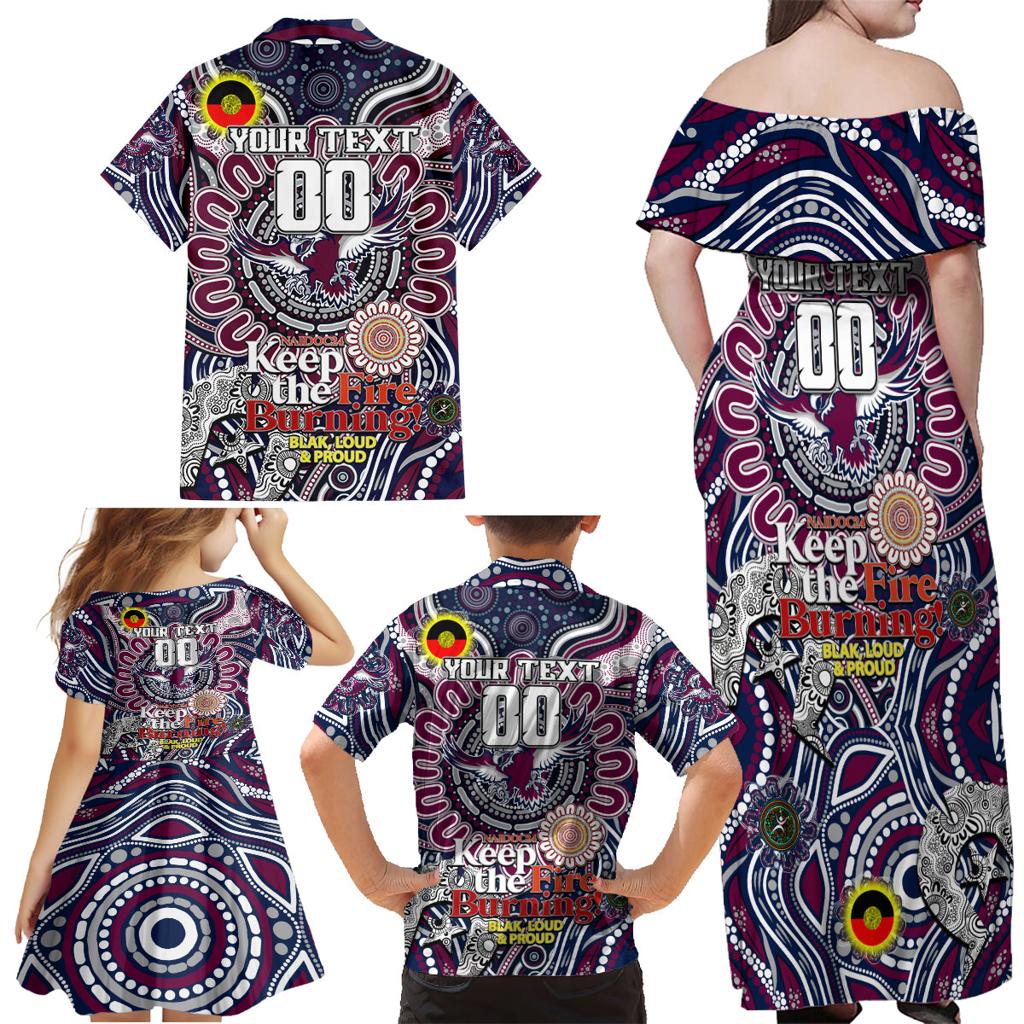 Custom NAIDOC Week 2024 Eagles Family Matching Off Shoulder Maxi Dress and Hawaiian Shirt Mascot Rugby