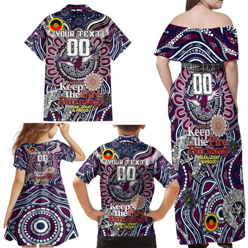 Custom NAIDOC Week 2024 Eagles Family Matching Off Shoulder Maxi Dress and Hawaiian Shirt Mascot Rugby