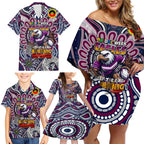 Custom NAIDOC Week 2024 Eagles Family Matching Off Shoulder Short Dress and Hawaiian Shirt Mascot Rugby