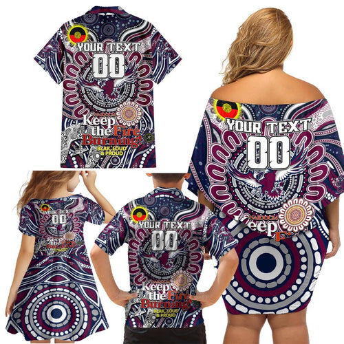 Custom NAIDOC Week 2024 Eagles Family Matching Off Shoulder Short Dress and Hawaiian Shirt Mascot Rugby
