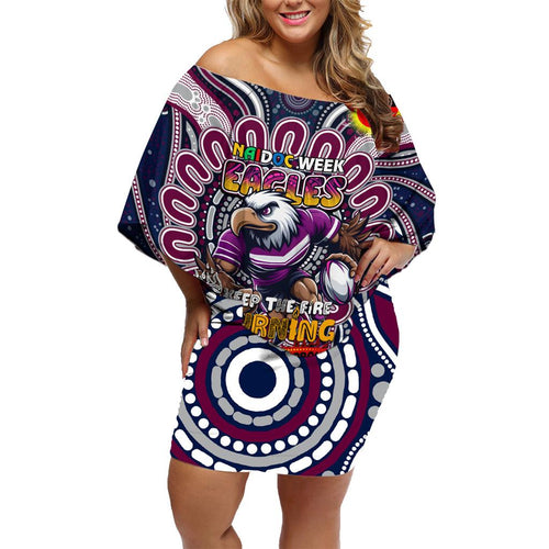 Custom NAIDOC Week 2024 Eagles Family Matching Off Shoulder Short Dress and Hawaiian Shirt Mascot Rugby