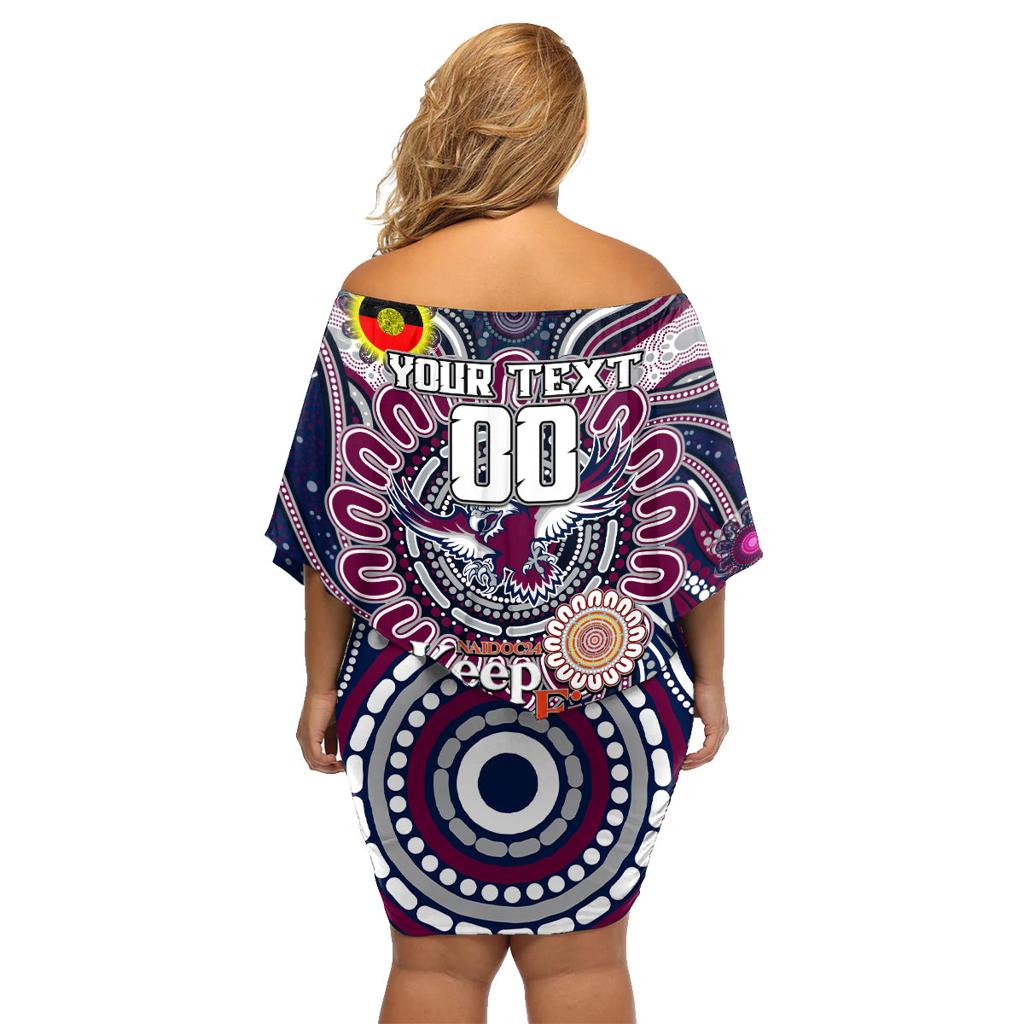 Custom NAIDOC Week 2024 Eagles Family Matching Off Shoulder Short Dress and Hawaiian Shirt Mascot Rugby