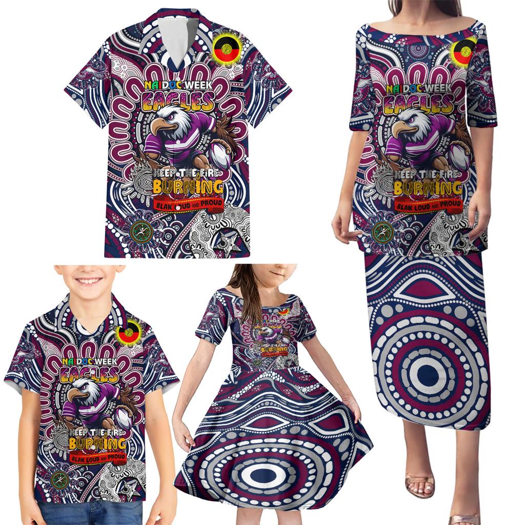 Custom NAIDOC Week 2024 Eagles Family Matching Puletasi and Hawaiian Shirt Mascot Rugby