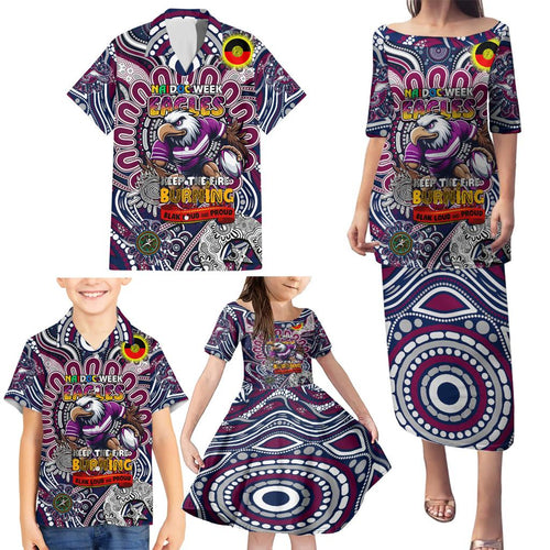 Custom NAIDOC Week 2024 Eagles Family Matching Puletasi and Hawaiian Shirt Mascot Rugby