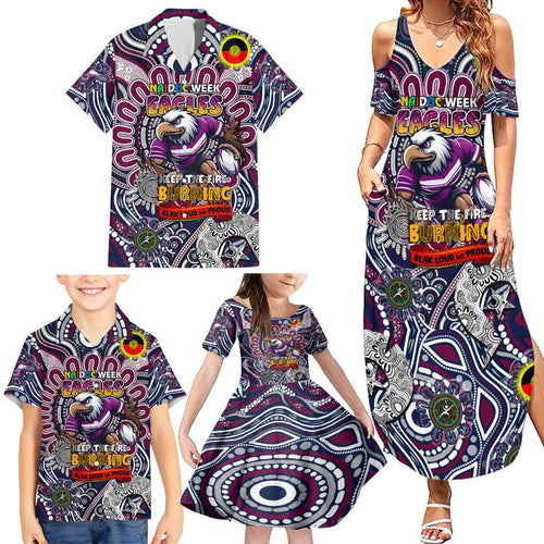 Custom NAIDOC Week 2024 Eagles Family Matching Summer Maxi Dress and Hawaiian Shirt Mascot Rugby