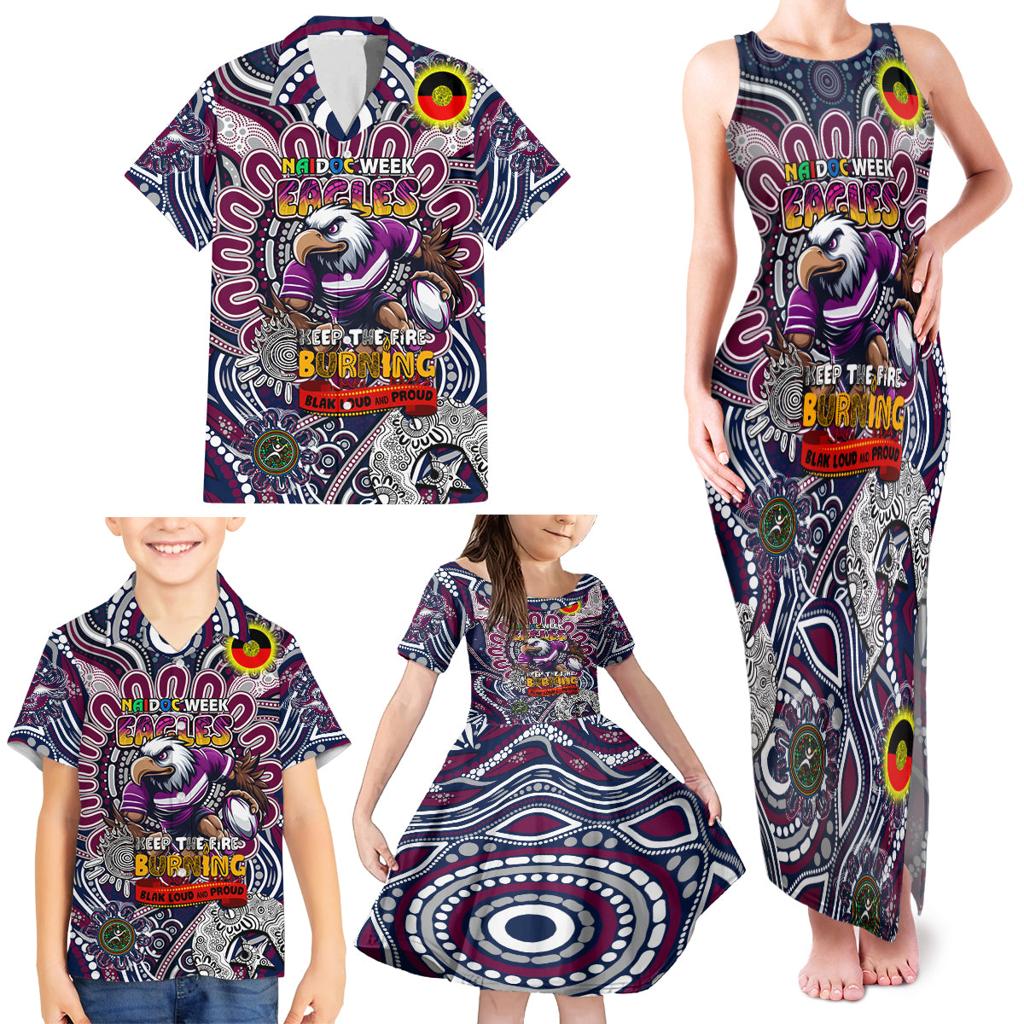 Custom NAIDOC Week 2024 Eagles Family Matching Tank Maxi Dress and Hawaiian Shirt Mascot Rugby