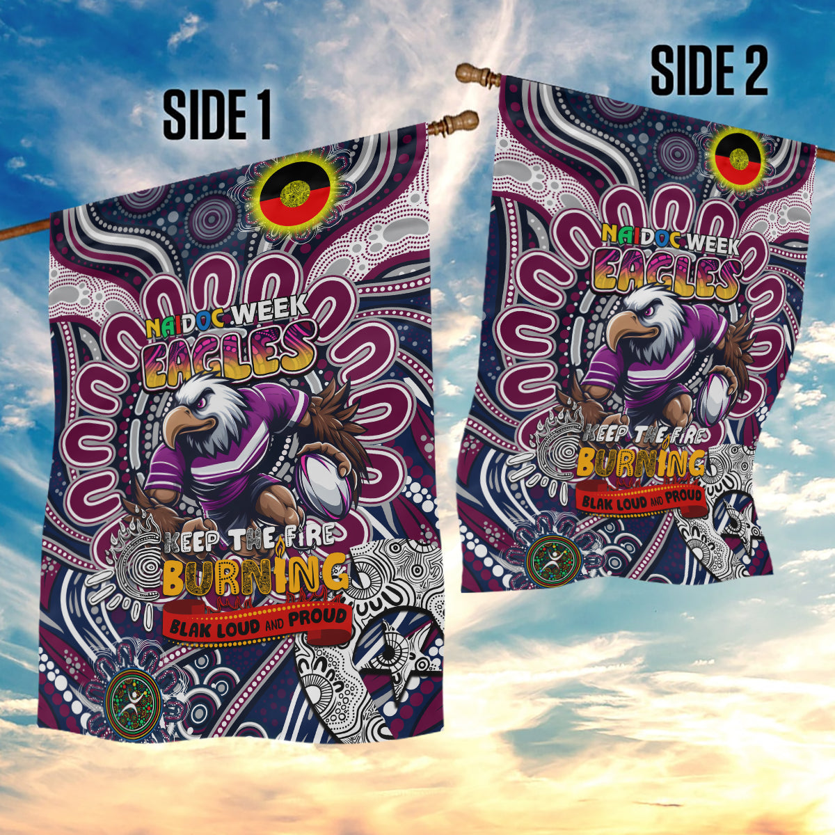 NAIDOC Week 2024 Eagles Garden Flag Mascot Rugby