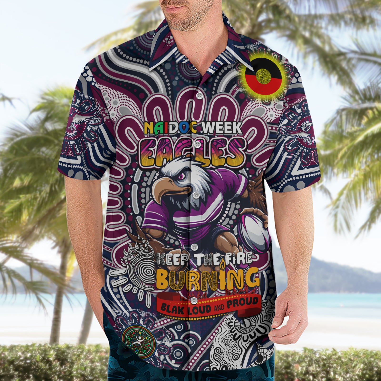 Custom NAIDOC Week 2024 Eagles Hawaiian Shirt Mascot Rugby