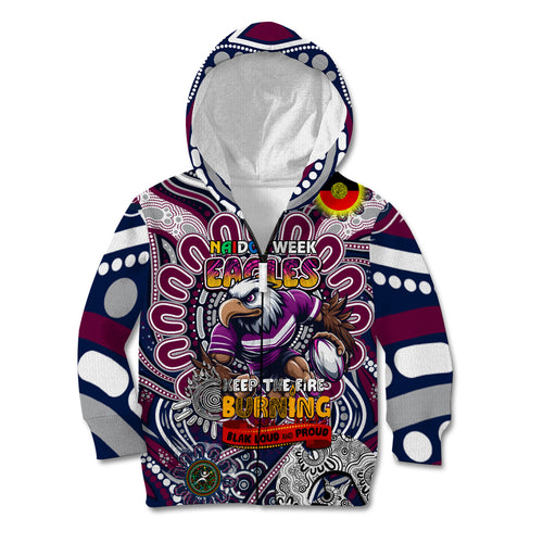 Custom NAIDOC Week 2024 Eagles Kid Hoodie Mascot Rugby