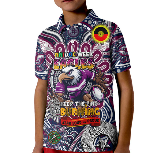 Custom NAIDOC Week 2024 Eagles Kid Polo Shirt Mascot Rugby