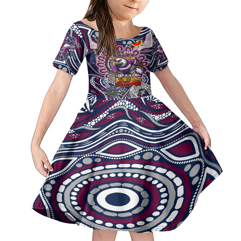 Custom NAIDOC Week 2024 Eagles Kid Short Sleeve Dress Mascot Rugby