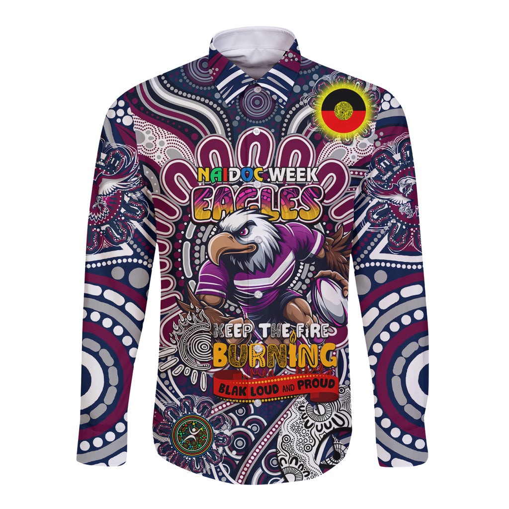 Custom NAIDOC Week 2024 Eagles Long Sleeve Button Shirt Mascot Rugby