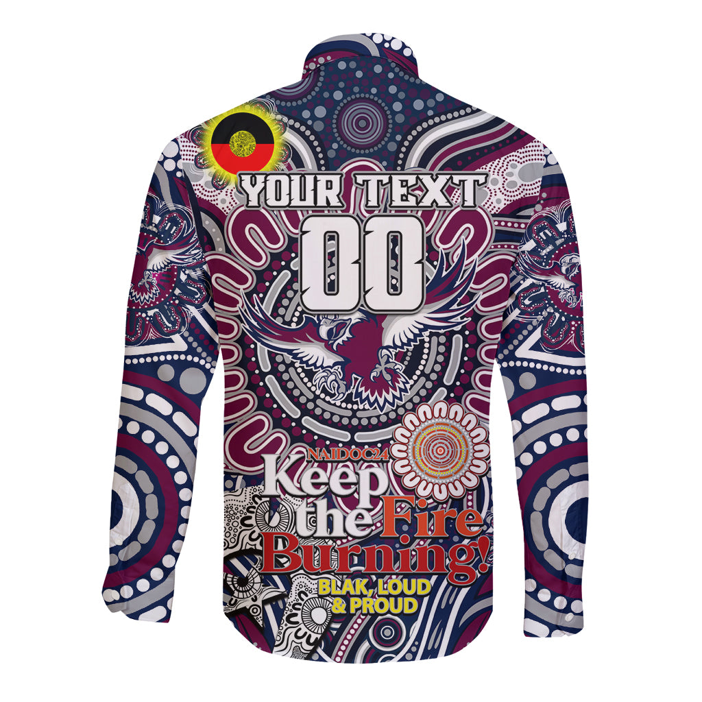 Custom NAIDOC Week 2024 Eagles Long Sleeve Button Shirt Mascot Rugby