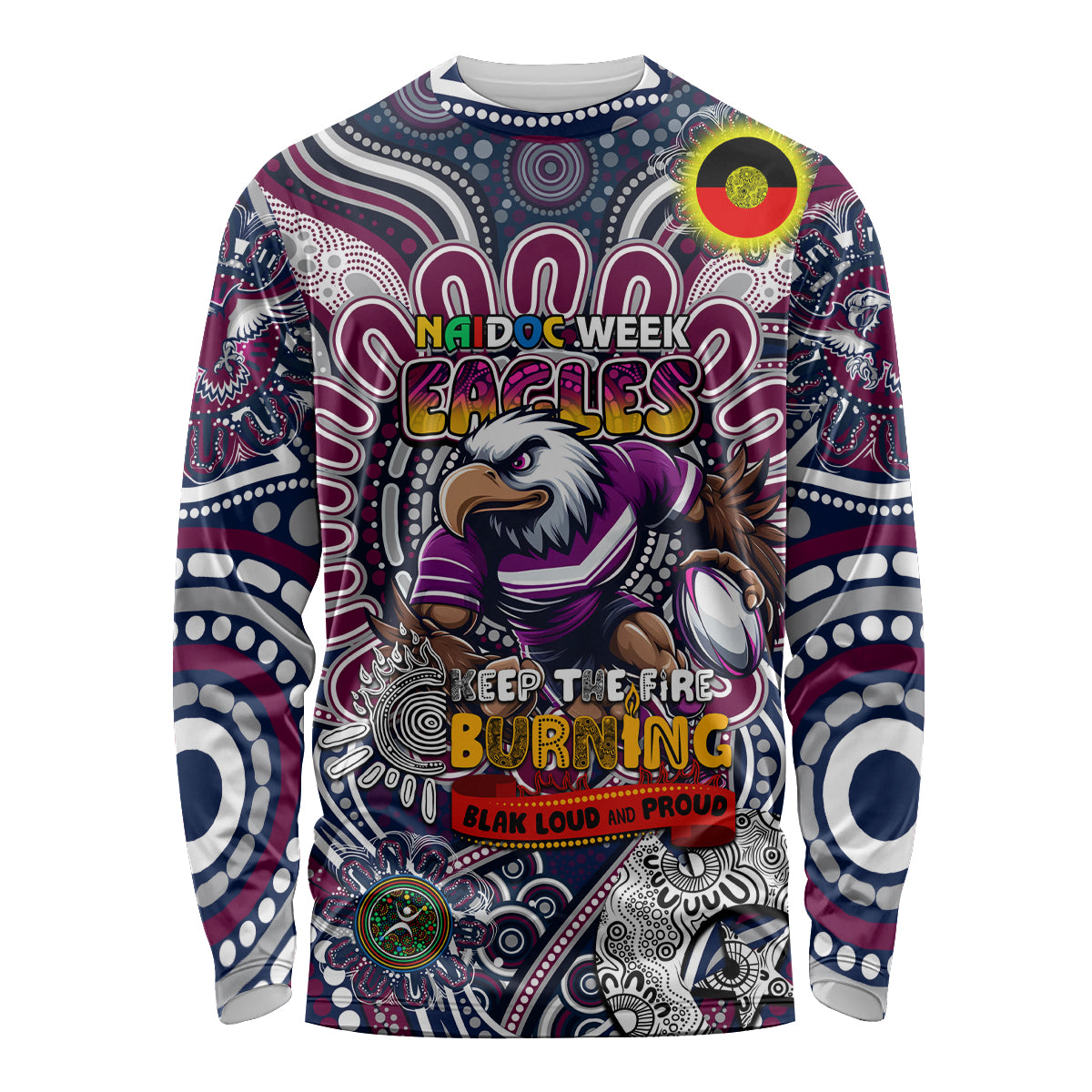 Custom NAIDOC Week 2024 Eagles Long Sleeve Shirt Mascot Rugby