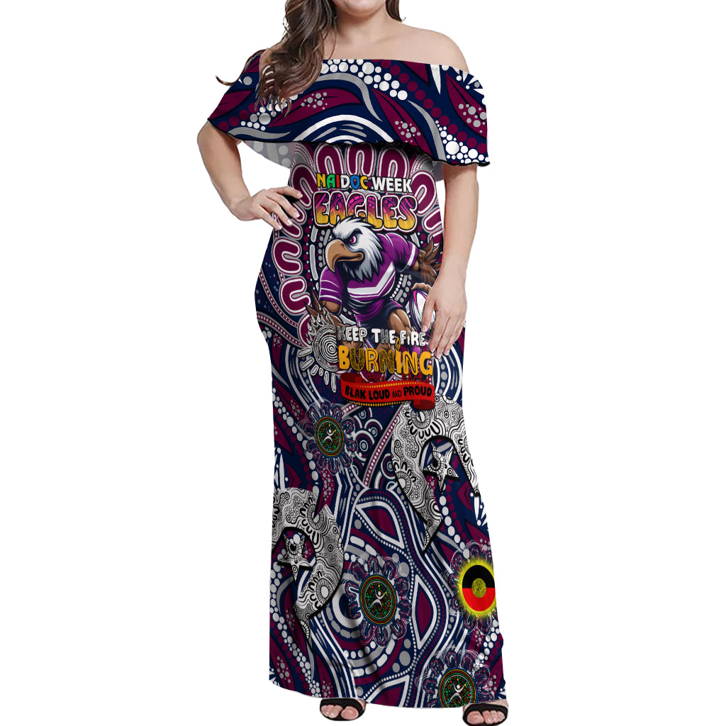 Custom NAIDOC Week 2024 Eagles Off Shoulder Maxi Dress Mascot Rugby