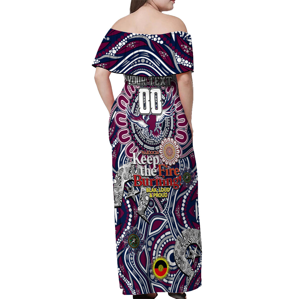 Custom NAIDOC Week 2024 Eagles Off Shoulder Maxi Dress Mascot Rugby