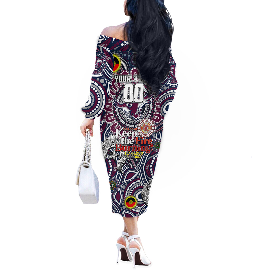 Custom NAIDOC Week 2024 Eagles Off The Shoulder Long Sleeve Dress Mascot Rugby