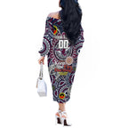 Custom NAIDOC Week 2024 Eagles Off The Shoulder Long Sleeve Dress Mascot Rugby