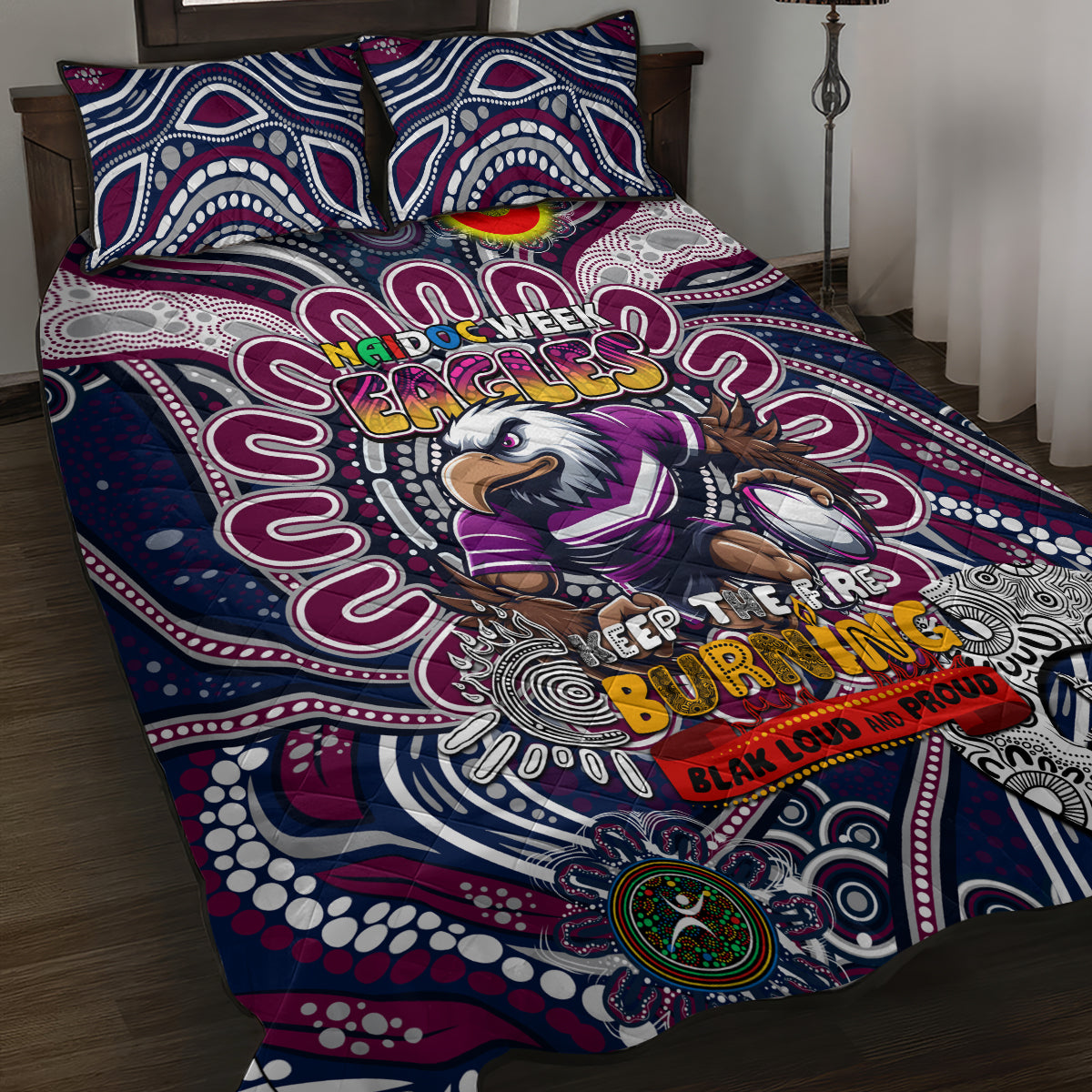 NAIDOC Week 2024 Eagles Quilt Bed Set Mascot Rugby