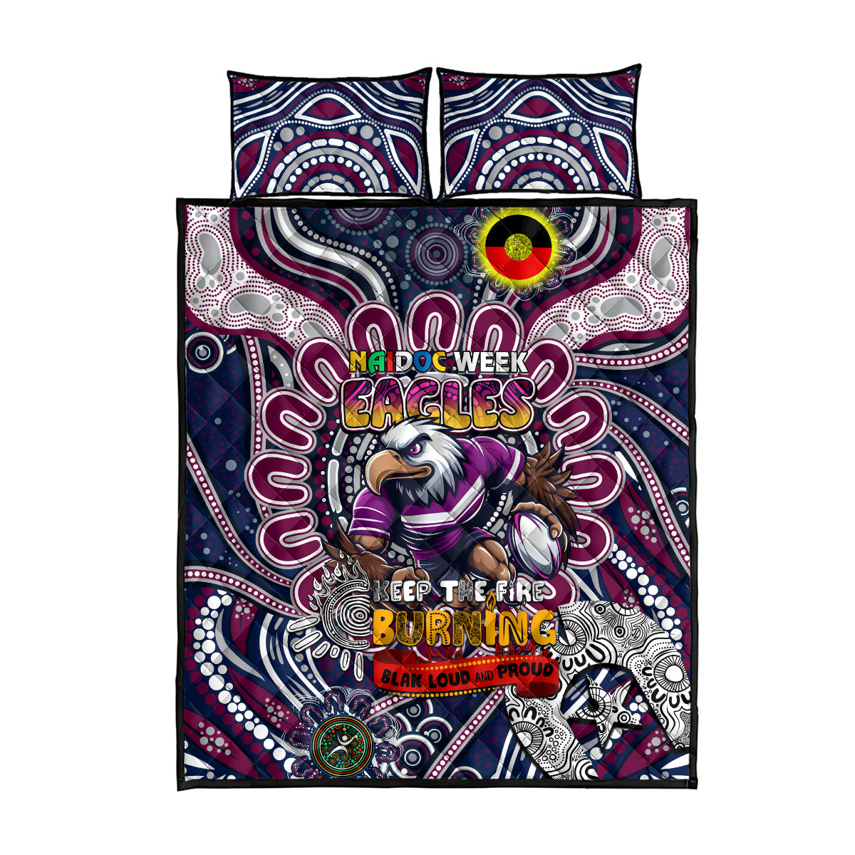 NAIDOC Week 2024 Eagles Quilt Bed Set Mascot Rugby
