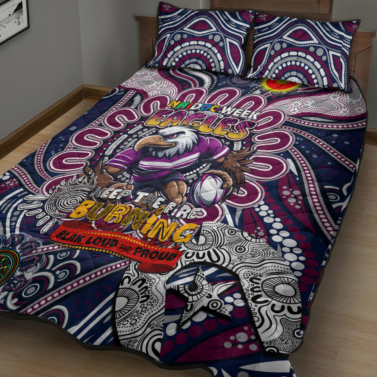 NAIDOC Week 2024 Eagles Quilt Bed Set Mascot Rugby