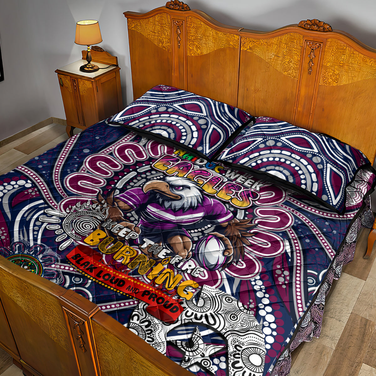 NAIDOC Week 2024 Eagles Quilt Bed Set Mascot Rugby