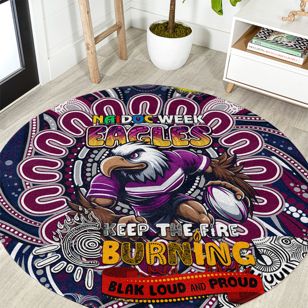 NAIDOC Week 2024 Eagles Round Carpet Mascot Rugby