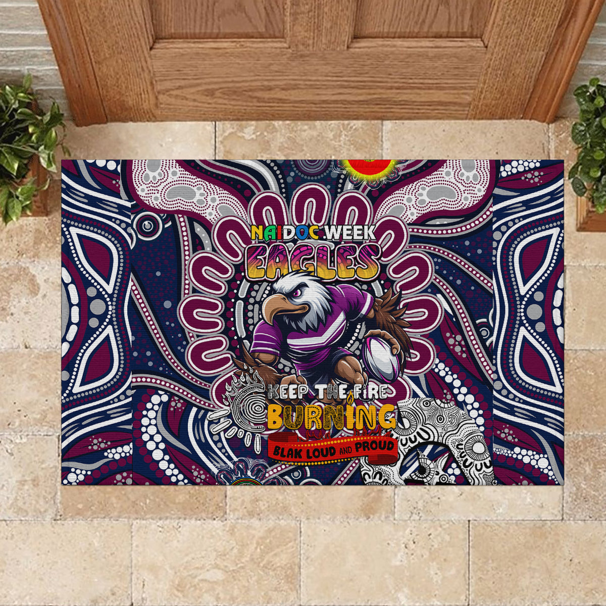 NAIDOC Week 2024 Eagles Rubber Doormat Mascot Rugby