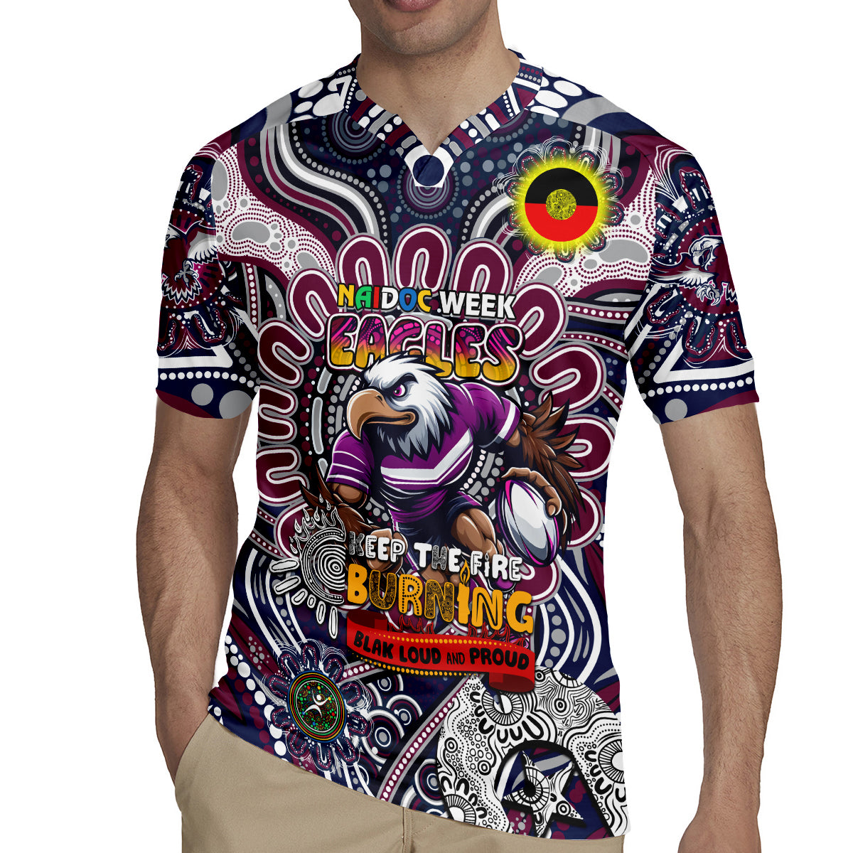 Custom NAIDOC Week 2024 Eagles Rugby Jersey Mascot Rugby