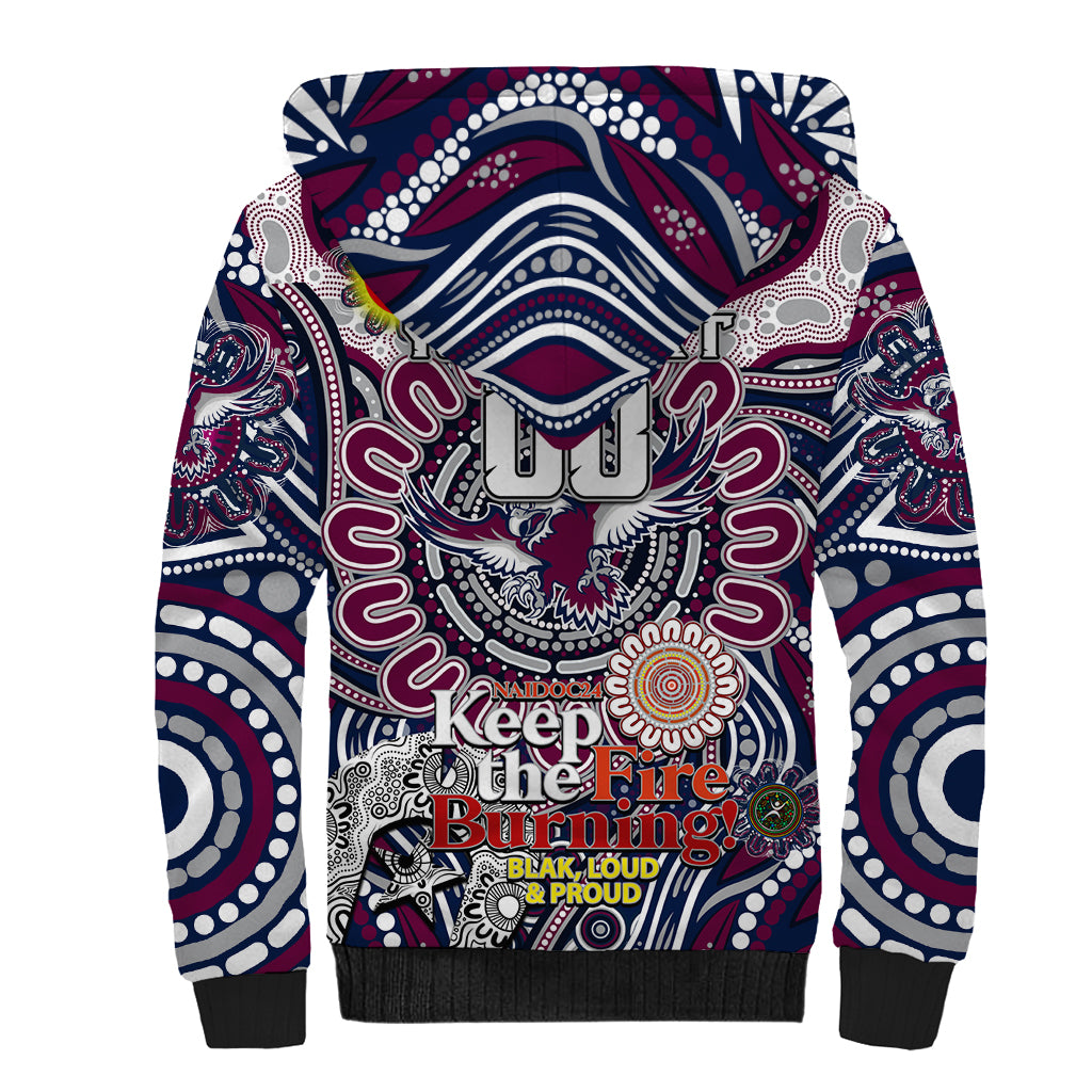 Custom NAIDOC Week 2024 Eagles Sherpa Hoodie Mascot Rugby