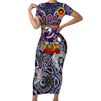 Custom NAIDOC Week 2024 Eagles Short Sleeve Bodycon Dress Mascot Rugby