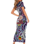 Custom NAIDOC Week 2024 Eagles Short Sleeve Bodycon Dress Mascot Rugby