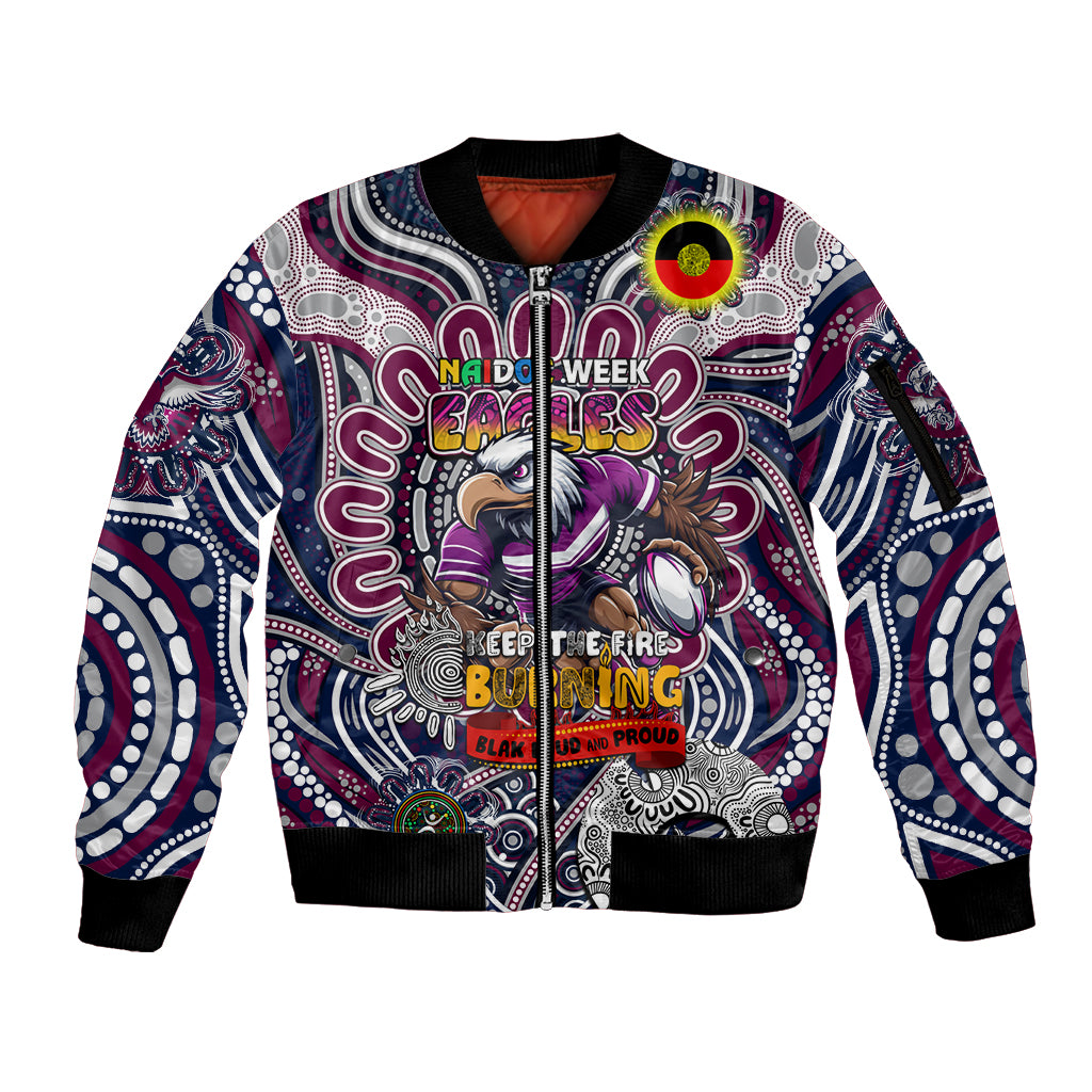 Custom NAIDOC Week 2024 Eagles Sleeve Zip Bomber Jacket Mascot Rugby