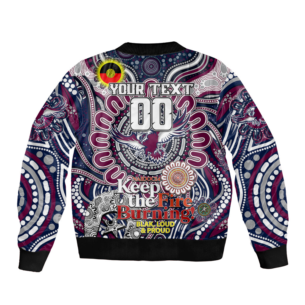 Custom NAIDOC Week 2024 Eagles Sleeve Zip Bomber Jacket Mascot Rugby